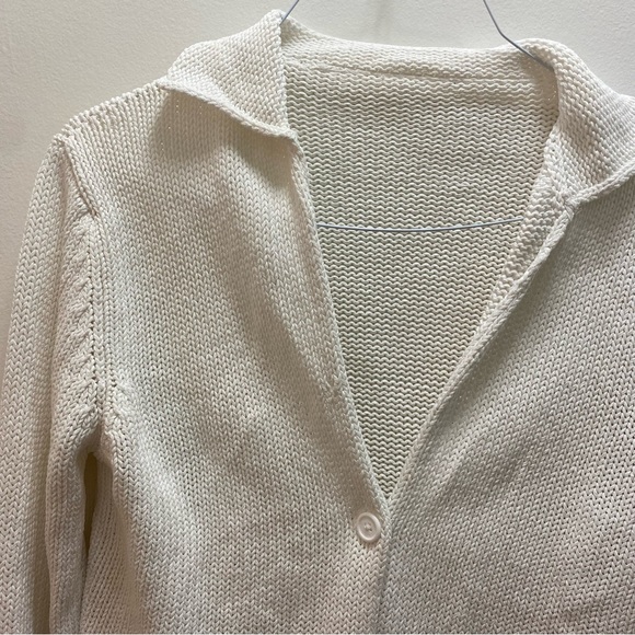 Single-button knit cardigan with collar - Picture 3 of 3